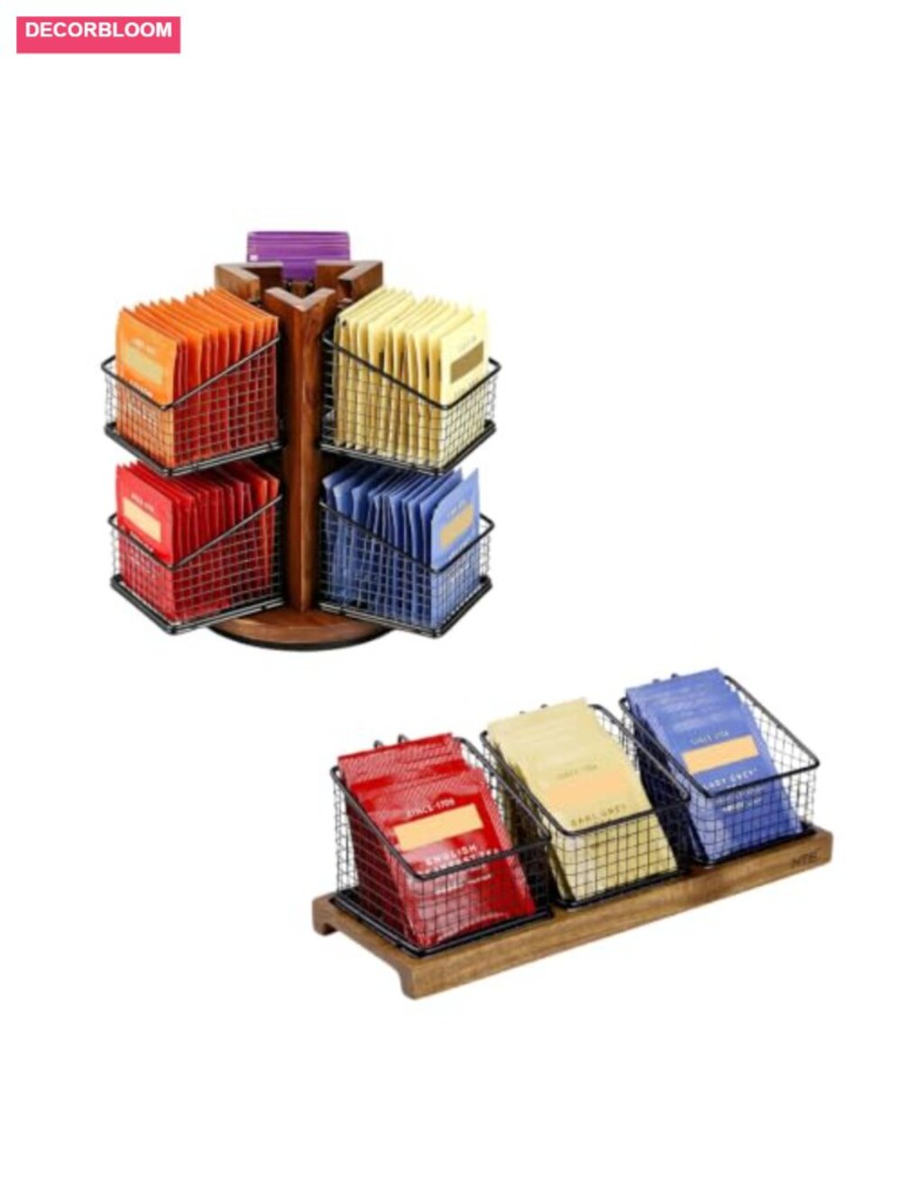 Acacia Wood Tea Bag Holder Storage Chest Tea Accessory